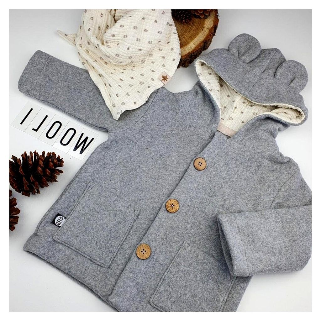 Wollfleece aus reiner Schurwolle - Walkloden-Jersey, weich und dehnbar - Mulesing-frei, Klasse 1 Bekleidungsstoffe Meterware (Wollweiß)