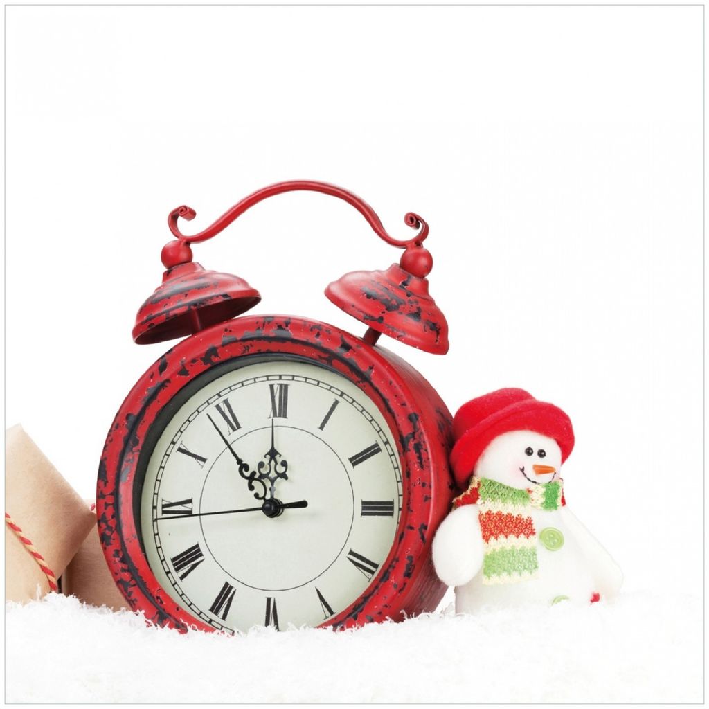 Wallario Memoboard Magnettafel aus Glas, Größe 50 x 50 cm, Motiv Wecker mit Schneemann und Geschenken