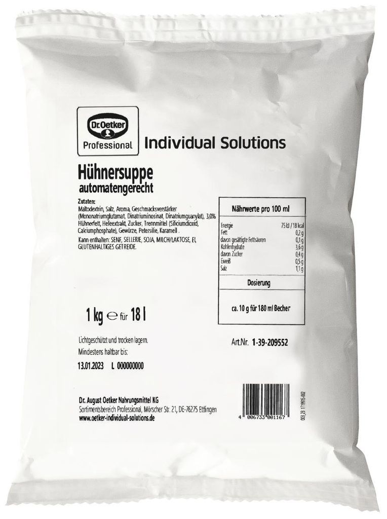 Dr. Oetker Hühnersuppe Automatensuppe 1kg Produktbild 