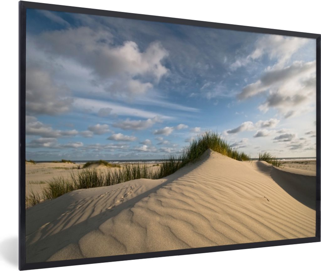 MuchoWow MuchoWow Gerahmtes Poster Strand - Sand - Niederlande 90x60 cm - Poster mit zchwarzem Bilderrahmen - Fotorahmen - Foto-Plakat