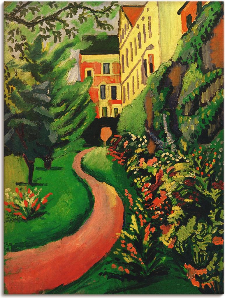 ARTland Leinwandbild Unser Garten mit blühenden Rabatten Größe: 90x120 cm