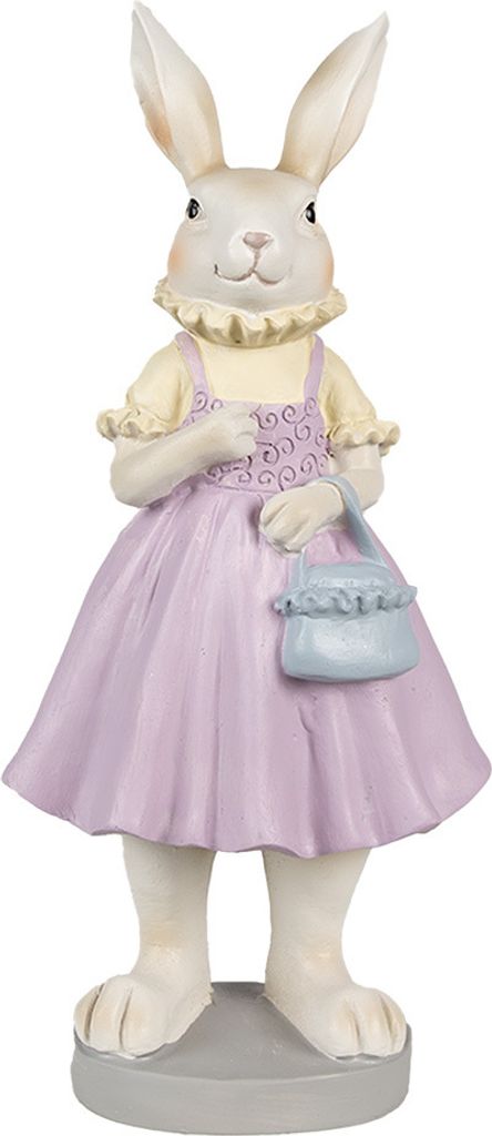 Clayre & Eef Figur Kaninchen 12x10x27 cm Braun Violett Polyresin