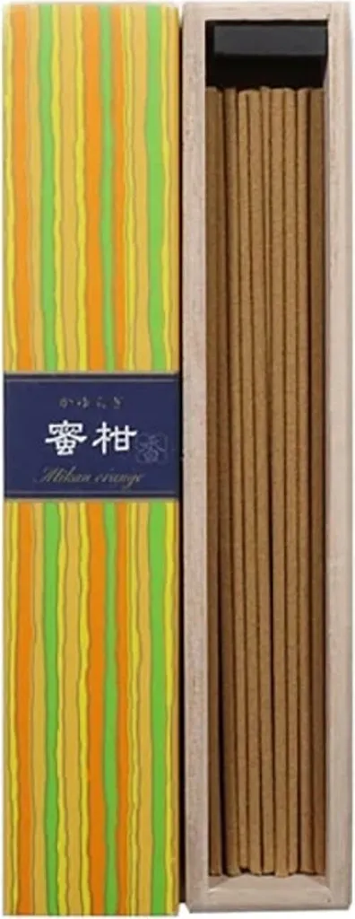 Encens Japonais Naturel Kayuragi Orange - Boîte Bois 40 Bâtonnets 14cm