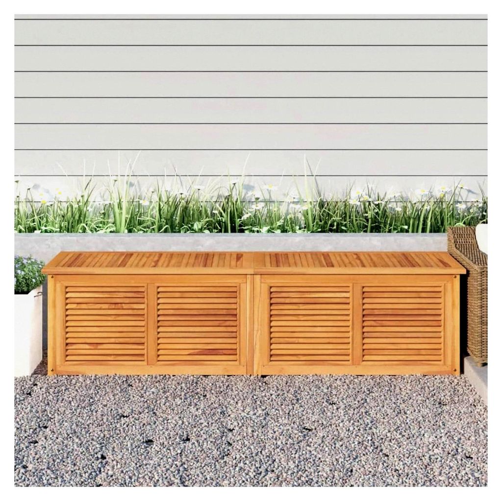 Gartenbox aus Holz XXL mit Türen, Aufbewahrungsbox aus Akazienholz, 200x50x53 cm