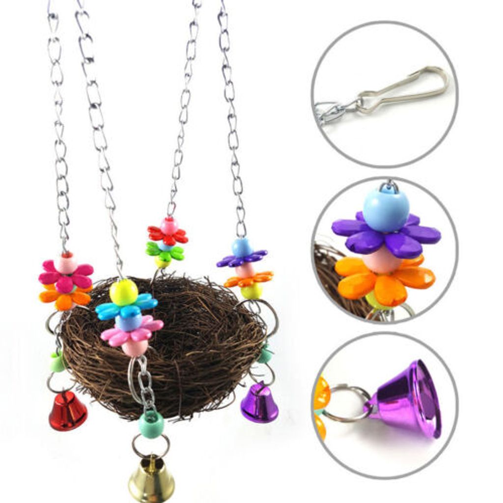 Buntes Vogelspielzeug Set – Mit Schaukel, Hängematte & Kletterleiter, Für Wellensittiche & Sittiche