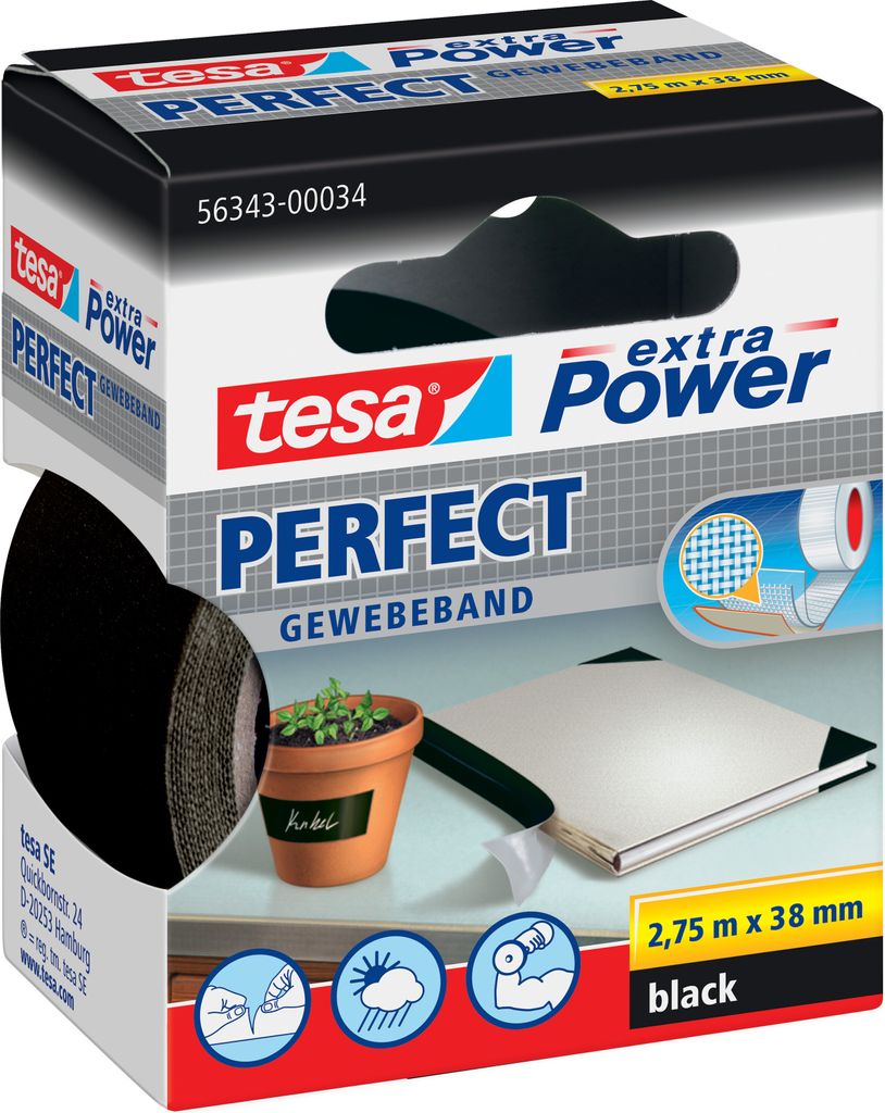 Tesa Extra Power 38mmx2.75m - 2,75 m - Schwarz - 38 mm - 1 Produktbild 
