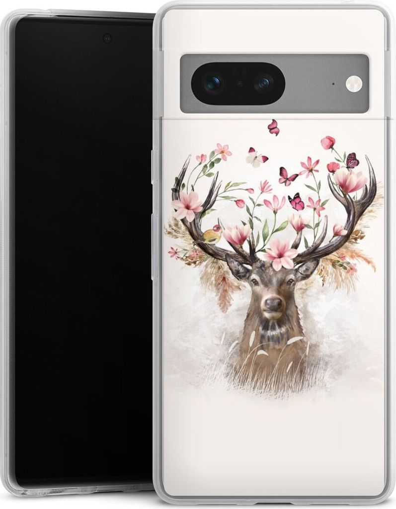 DeinDesign Slim Hülle für Google Pixel 7 Silikon Case Ultra Dünn Handyhülle Blumen Hirsch Tiere