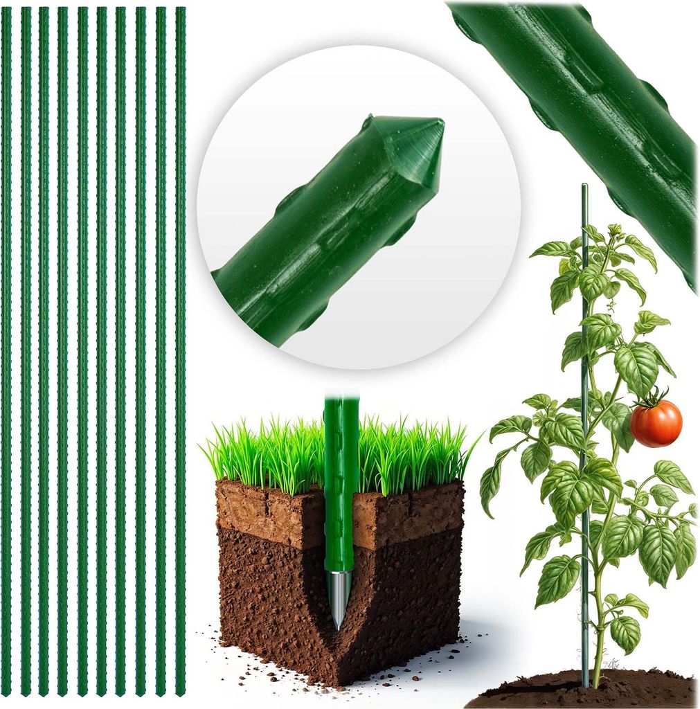 Tyczki do roślin 150 cm Plonos PL-940 zielone 10szt Zdjęcie produktu 