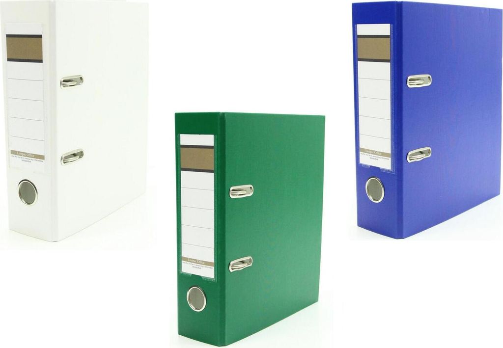 3x Ordner / DIN A5 / 75mm / Farbe: je 1x blau, grün und weiß