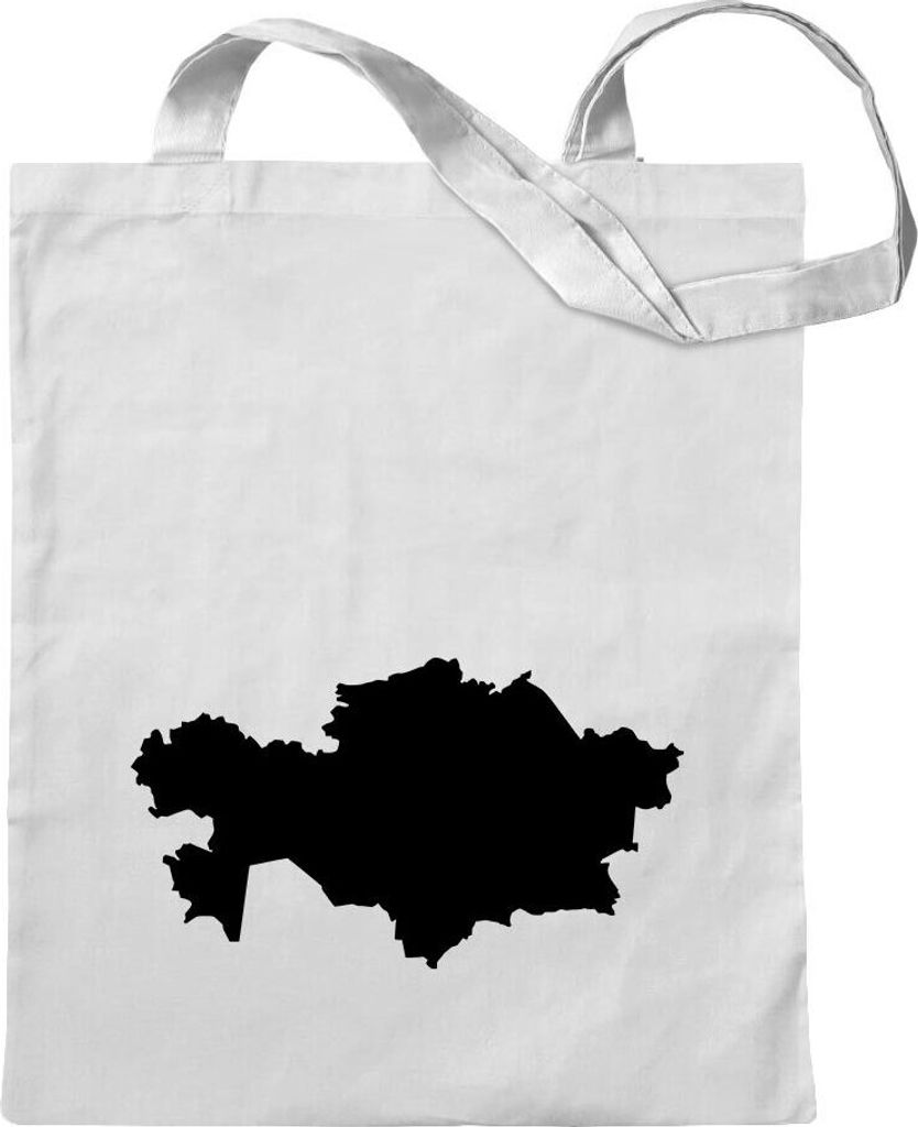 Kiwistar - Baumwolltasche - weiss - Kasachstan Umriss Kontur - Tragetasche Stoffbeutel Umhängetasche langer Henkel