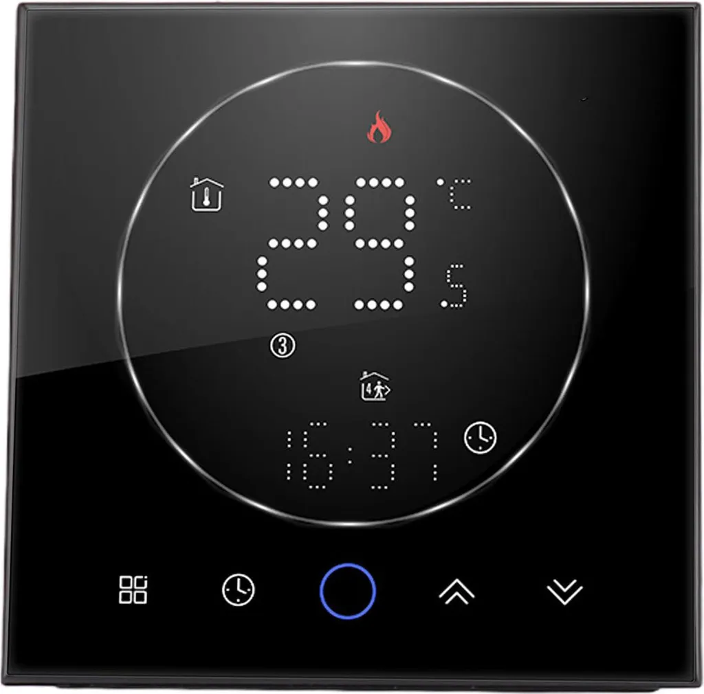 Thermostat intelligent programmable précis avec écran carré noir chic