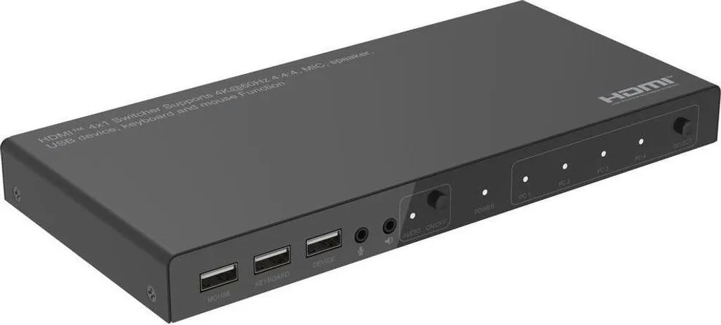 Sélecteur KVM HDMI 4 entrées pour 4 ordinateurs avec support Ultra HD