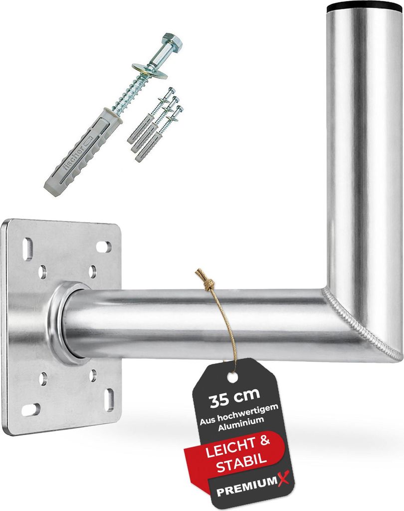 PremiumX 35cm Wandhalter Aluminium SAT ALU Halterung mit Schraubensatz