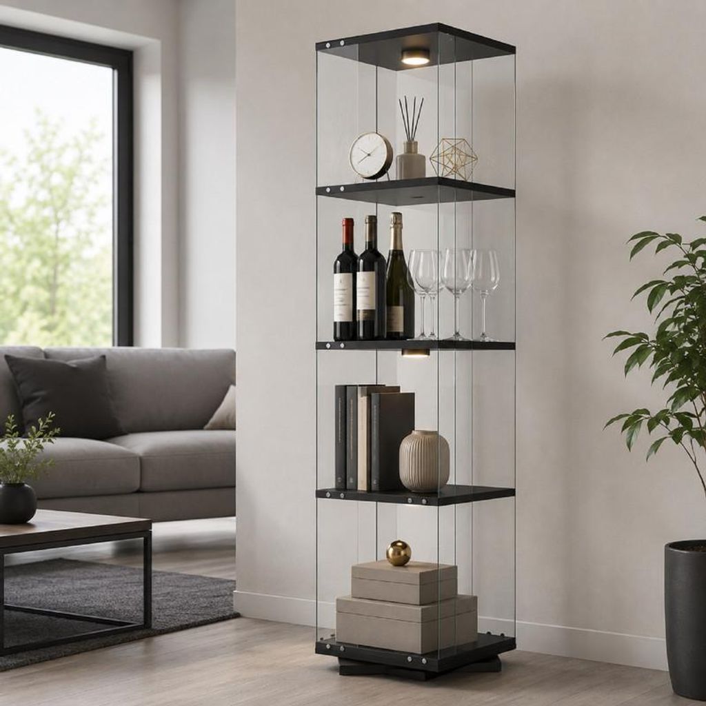 ProximaX Sklenená vitrína, výška 160 cm, otočná o 360°, Obrázok produktu 