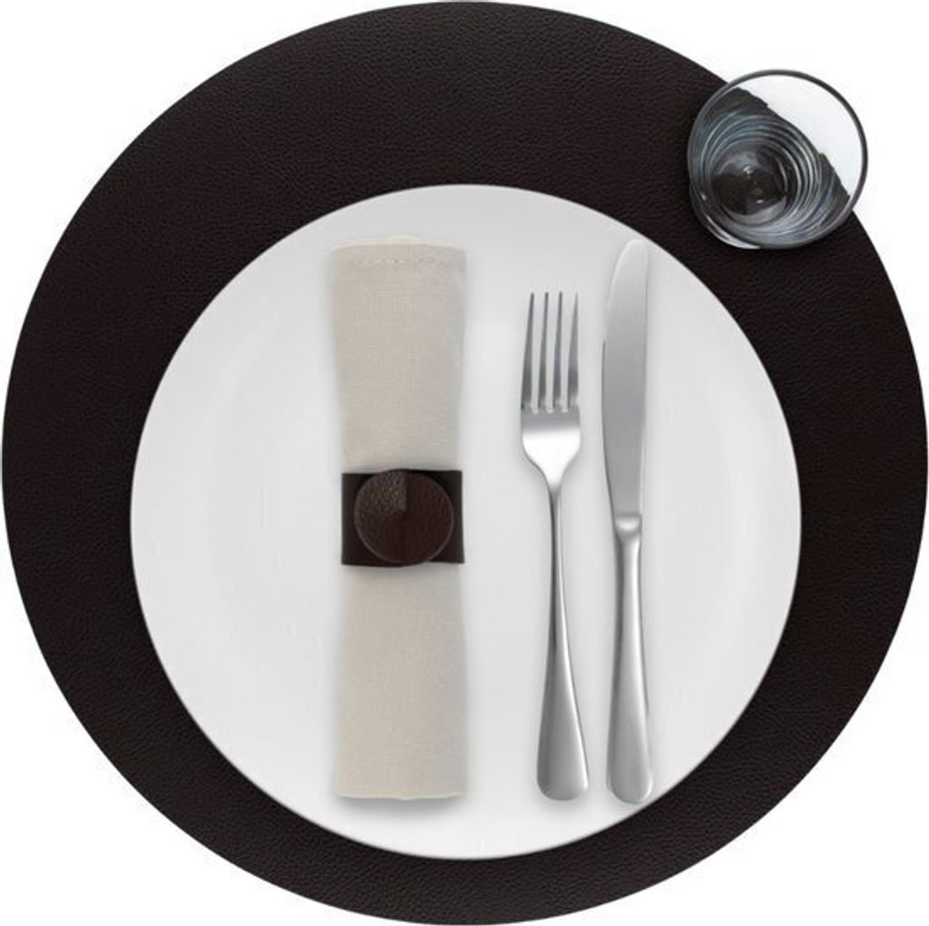 Platzdeckchen Skinnatur "Coffee Bean" - Platzsets - Tischset - Rund - Recyceltes Leder - Braun - 38cm - 1 Stück