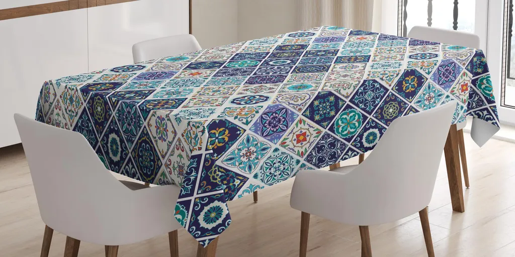Tovaglia Rettangolare ABAKUHAUS 140x170 - Design Etnico Marocchino Azulejo