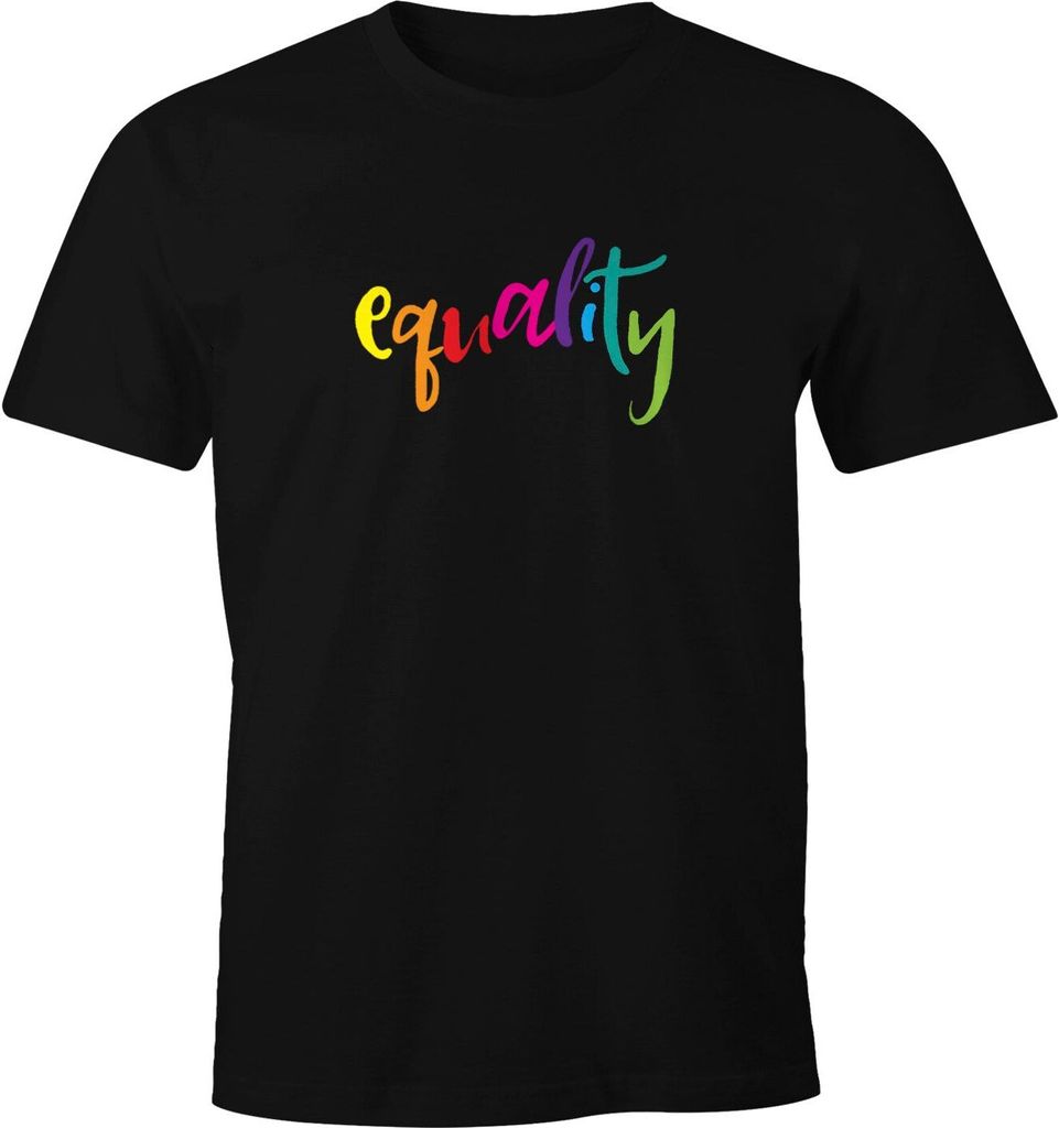 Herren T-Shirt Equality Pride LGBT Shirt Moonworks schwarz L
