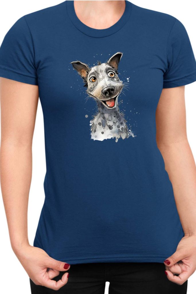 Damen T-Shirt Funny Dogs Breeds Australian Cattle Dog Breed Dog Breed, Lady XS / Dunkelblau