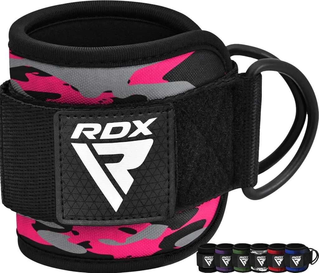Sangles de Cheville Musculation Rose RDX A4 pour Poulie Basse Paire