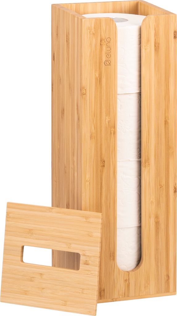 eluno Toilettenpapier Aufbewahrung für 4 Ersatzrollen eckig aus Bambus