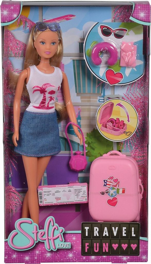Simba - Steffi Love Reisepuppe mit aufklappbarem Trolley und Urlaubszubehör (Simba 105733289) SIMBA