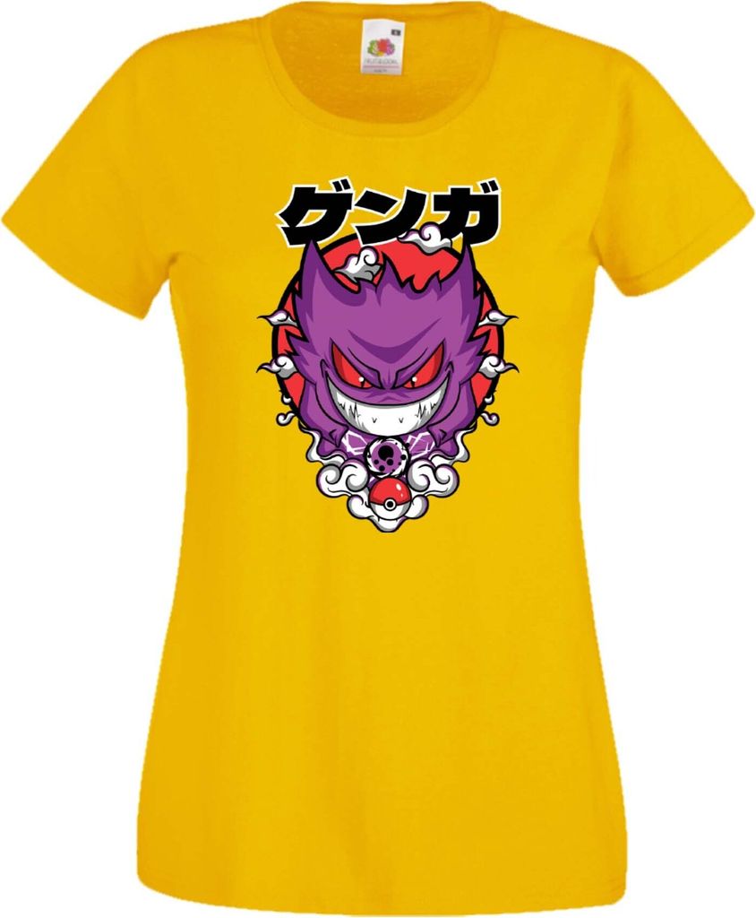 Damen T-Shirt Anime Manga Pokemon Gengar, Lady L / Gelb