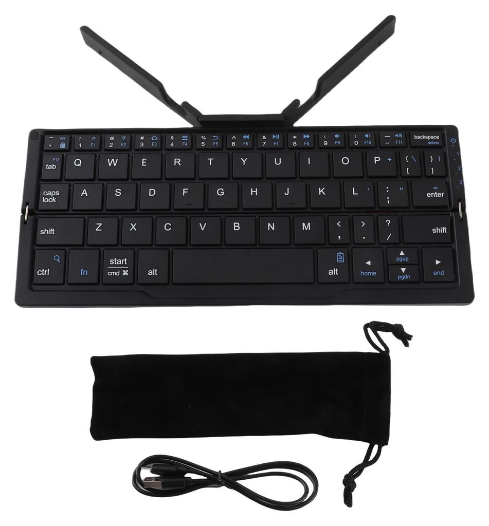 Tragbare Tastatur, Bluetooth, wiederaufladbar, zusammenklappbar, für Android-Tablet, Telefon, Laptop, Dunkelgrau