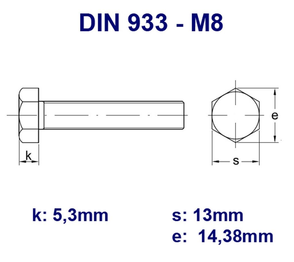 Sechskantschrauben M8 x 70 mm - Stahl verzinkt DIN 933  - Produktbild 3