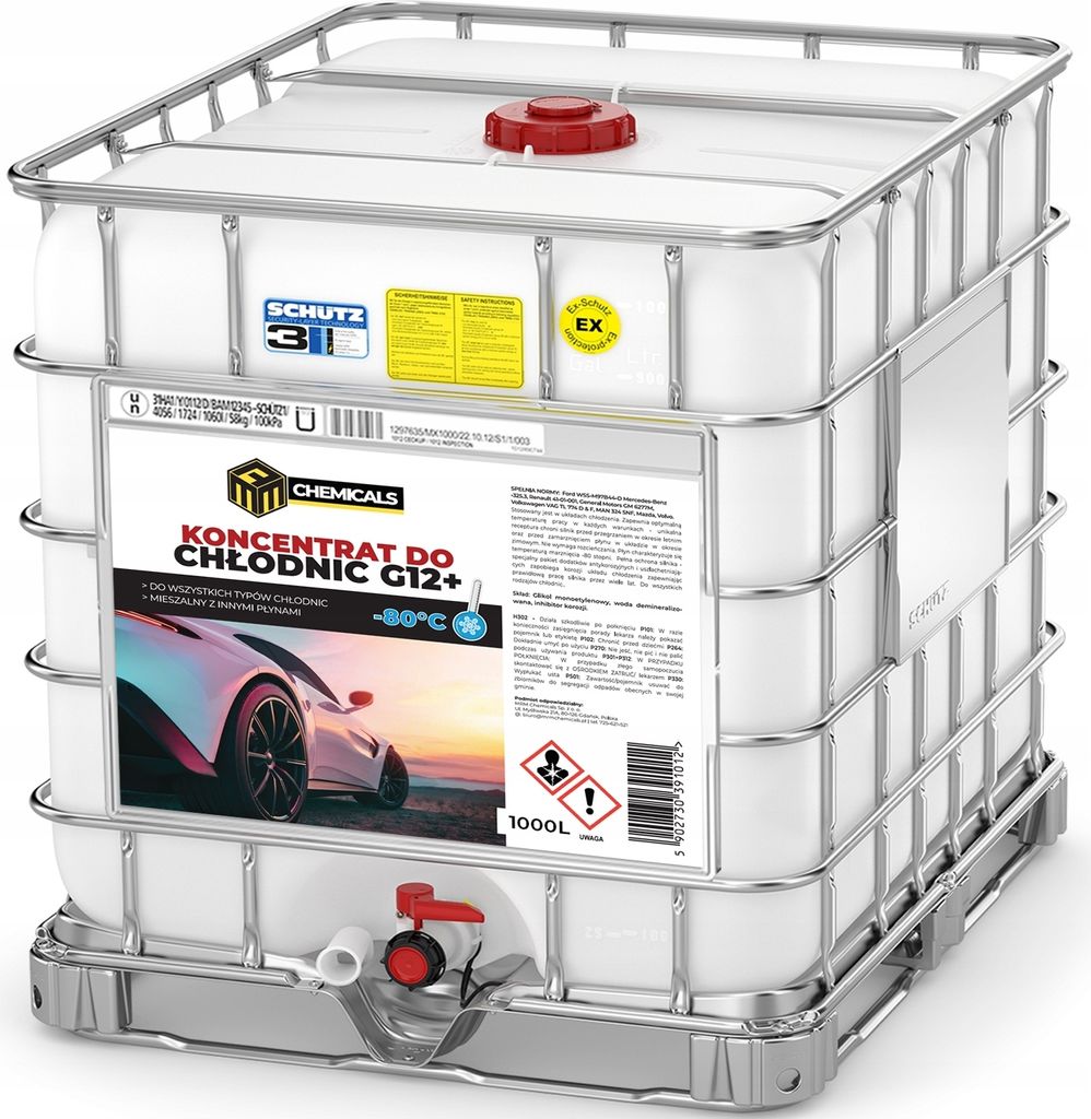 MRM CHEMICALS Kühlerfrostschutz G12 Konzentrat 1000L -80°C Frostschutzmittel