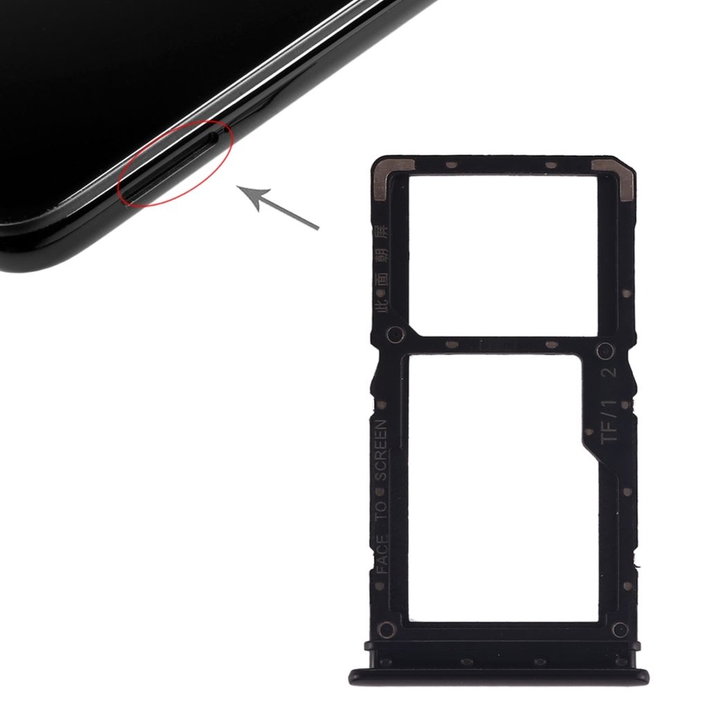 Sim für Xiaomi Redmi Note 7 / Pro Schwarz Karten Halter Schlitten Ersatzteil Neu