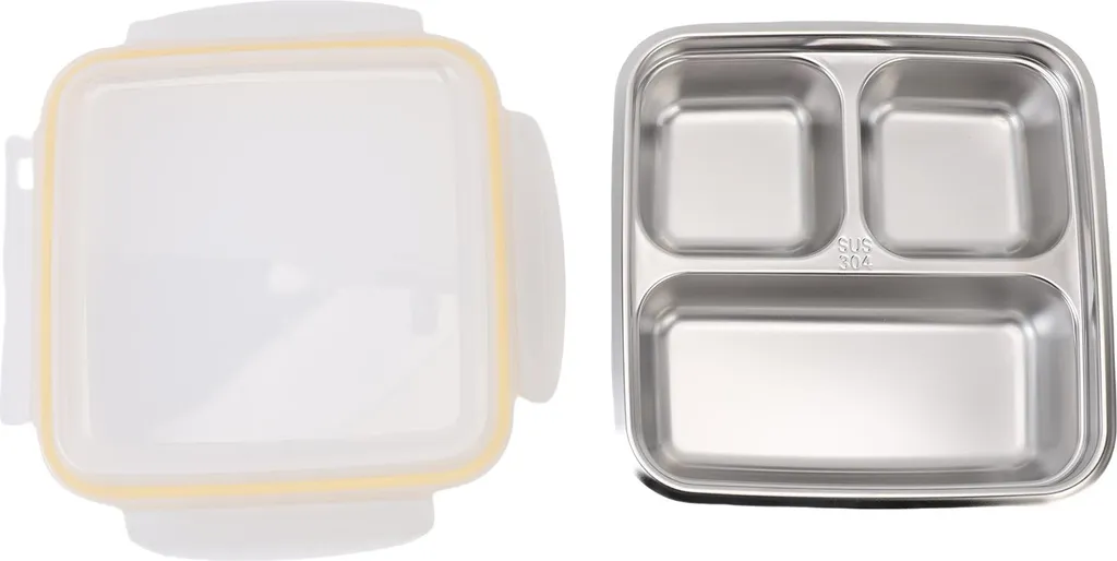 Contenitore Picnic Acciaio Inox 1200ml Ermetico con Divisori Interni
