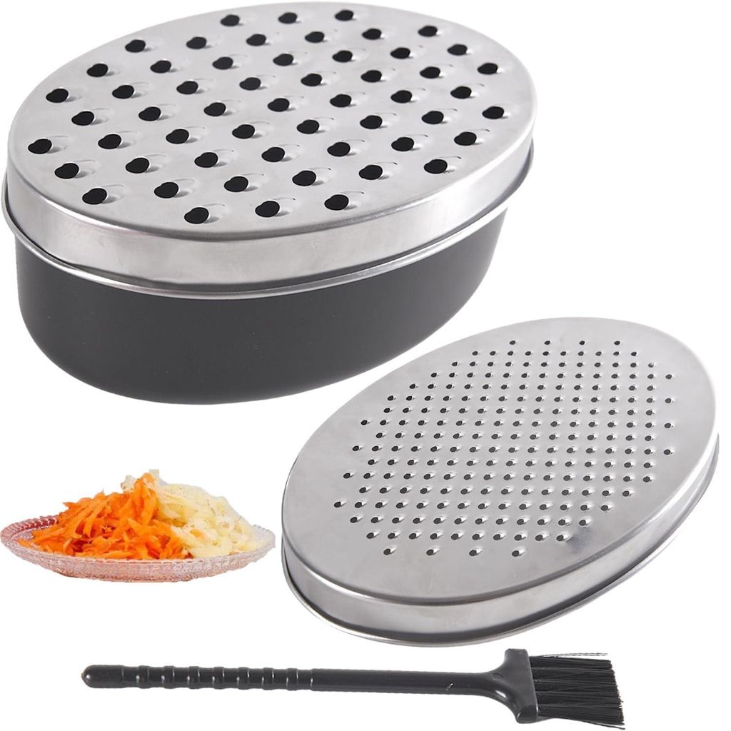 Käse- und Gemüsereibe mit Container, Edelstahl, grob und fein