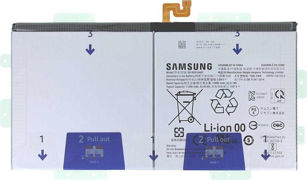 Clappio, 11200mAh Austausch-Akku für Samsung Galaxy Tab S9 Ultra EB-BX916ABY, Schwarz