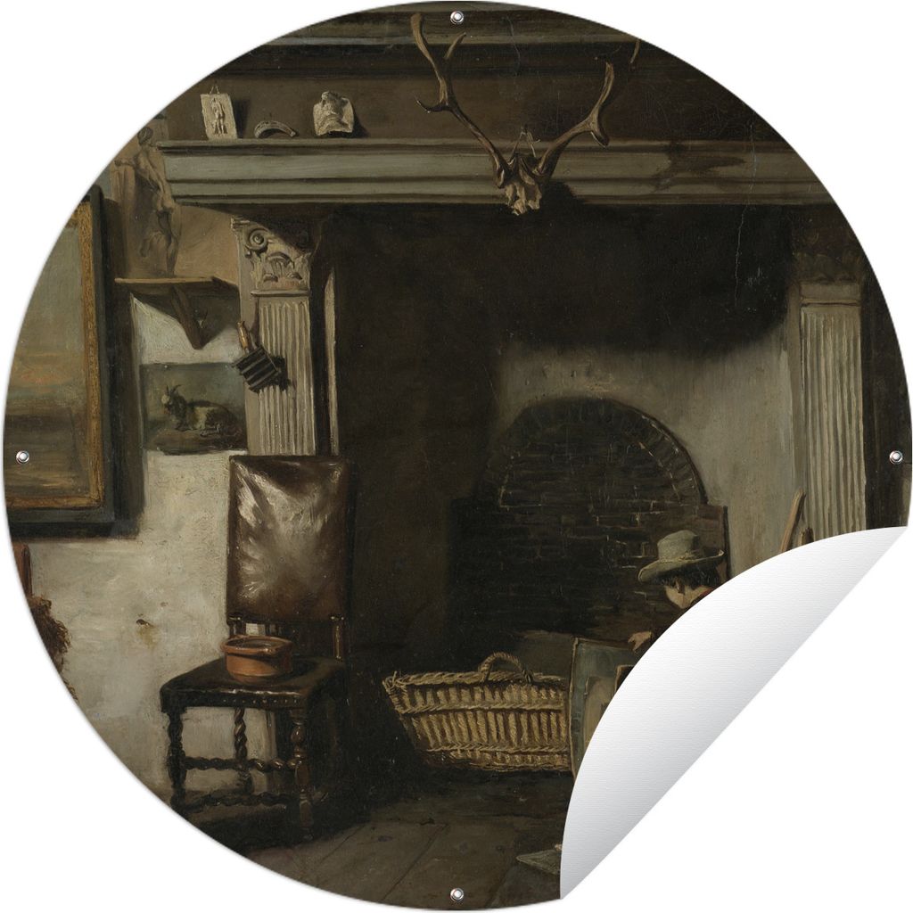 MuchoWow Gartenposter Outdoor-Poster Rund Das Atelier von Pieter Frederik van Os, einem Maler aus Haarlem - Gemälde von Anton Mauve Ø 120 cm Ga...