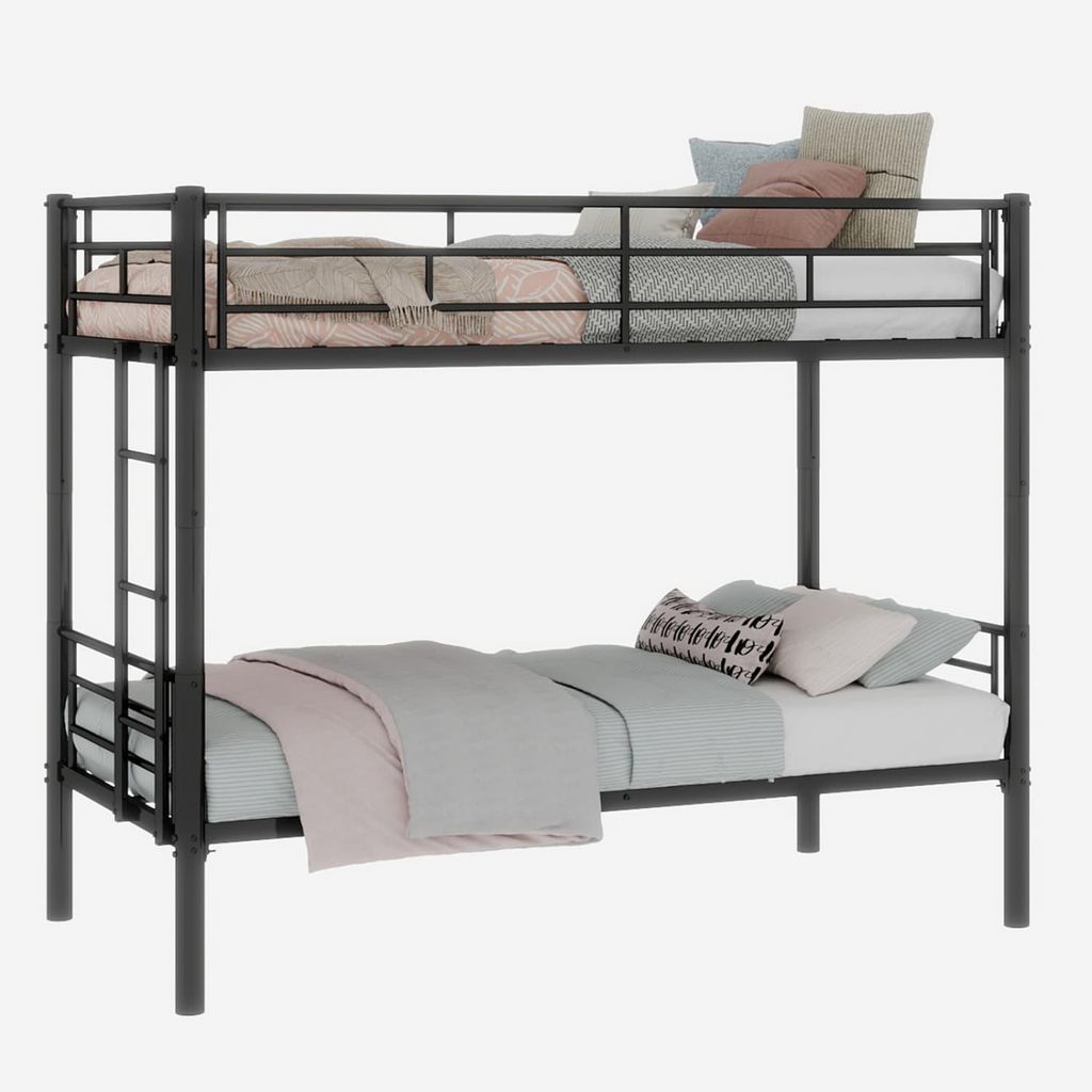 Twin über Twin Metall Etagenbett für Kinder Jungen Mädchen, Metallstruktur Bettgestell mit Leitern & Geländer, Convertible 2 Betten