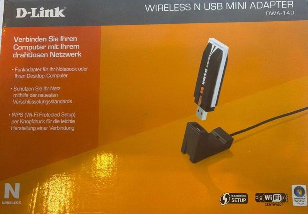 D-Link RangeBooster DWA-140 Wi-Fi Adapter - IEEE 802.11n - Produktbild 