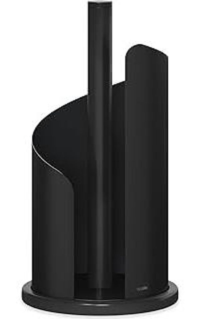 Design Küchenrollenhalter Edelstahl matt H 30 Ø15 cm Rollenhalter Papierrollenhalter für Küchenrolle Halter stehend (Pure Black)