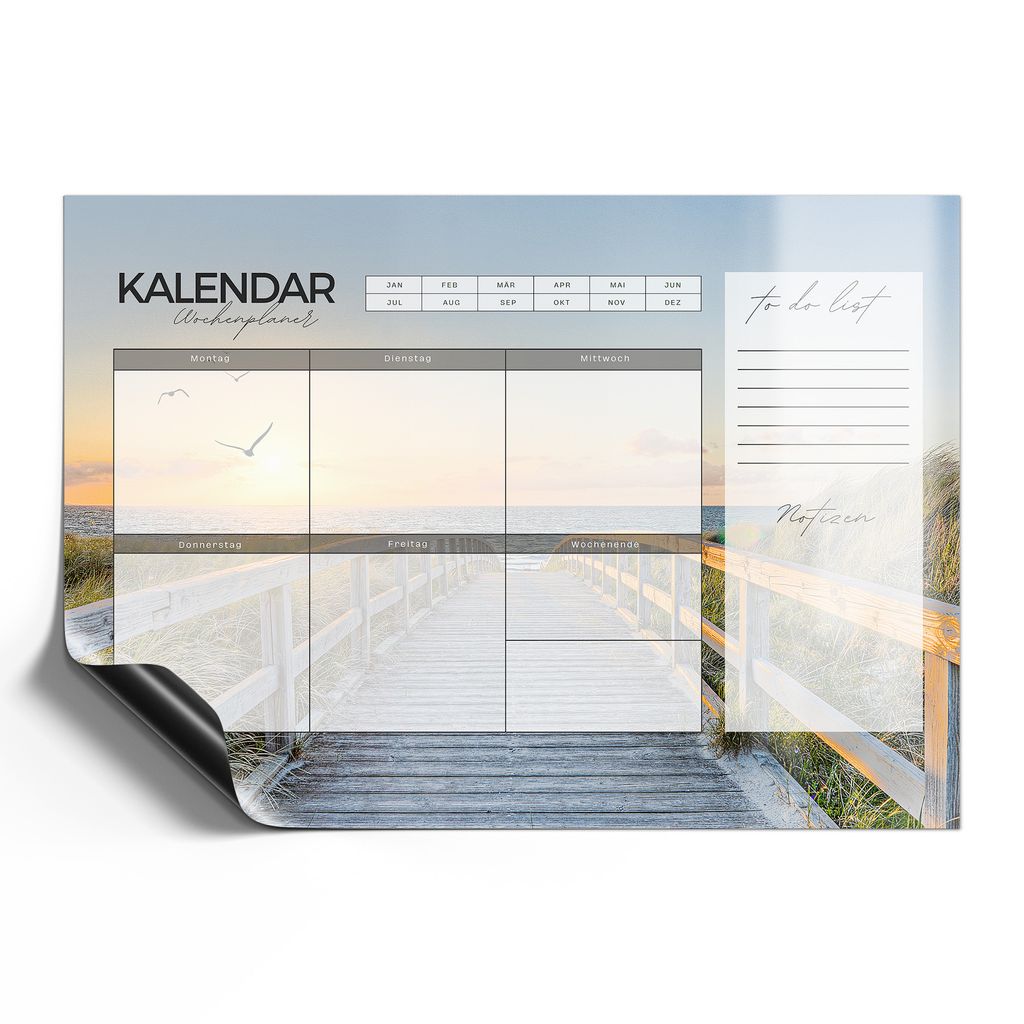 DEQORI Magnetmatte Universal 42x30 cm (A3) 'W-Planer 2 Ostsee (DE)' Magnetfolie Kalender Planer