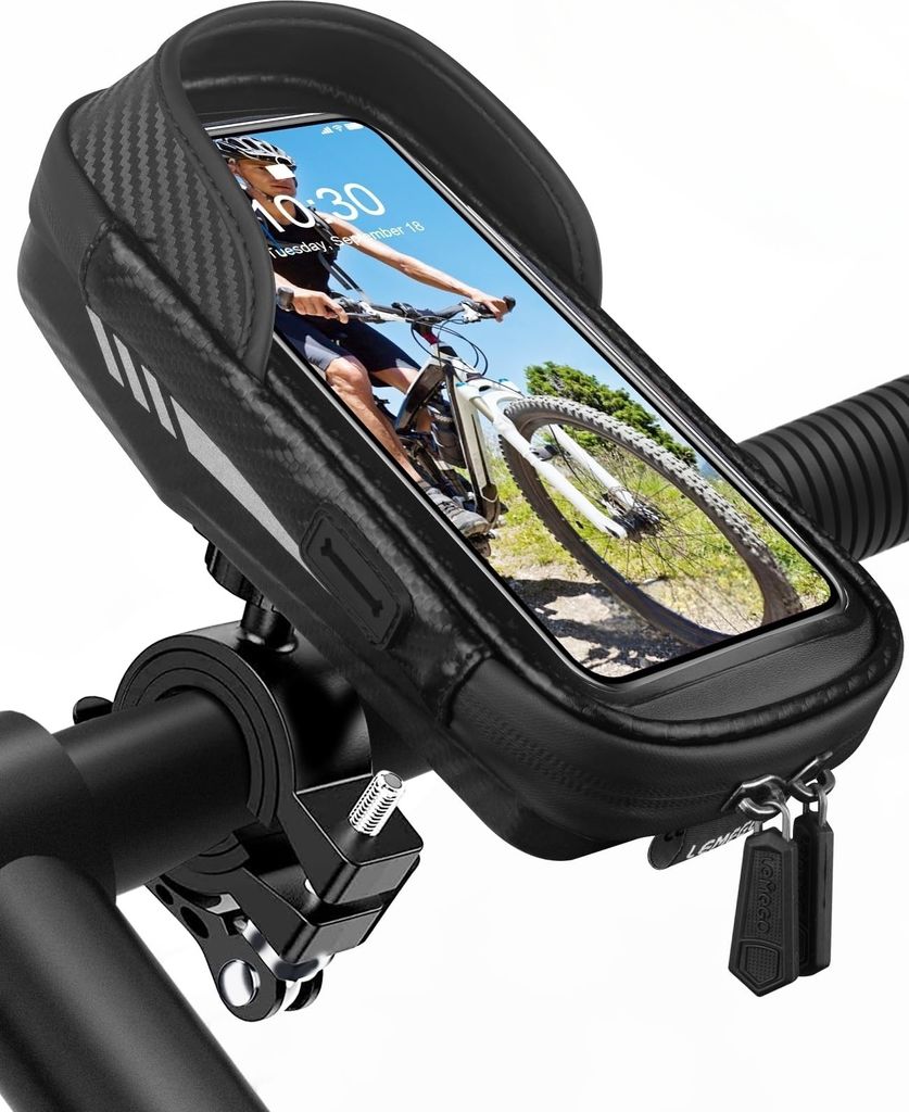 Fahrrad Handyhalterung Wasserdicht Motorrad Handy Halterung 360°Drehbarem Handyhalter für 4.7-7 Zoll Smartphone mit Regenhaube Lenkertasche Fahrr...