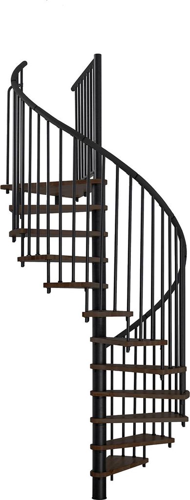 Minka Spindeltreppe Spiral Effect 38 - 305,5cm Geschosshöhe Walnuss Schwarz 160cm Durchmesser