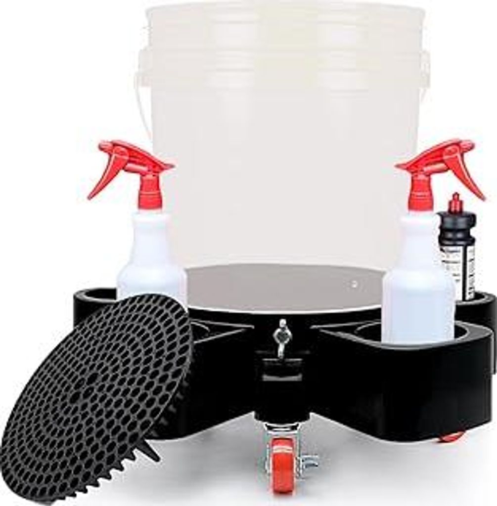 Robuster Eimerwagen für die Autowäsche – Leichtlaufender Reinigungswagen mit Sandfilter, praktisches Organizersystem für mühelose Mobilität