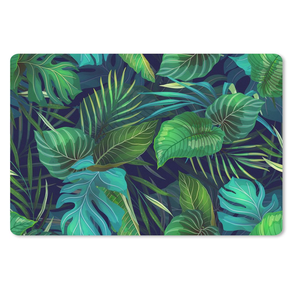 MuchoWow Schreibtischunterlage Blätter - Illustration - Tropisch - Mädchen - Kinder - Jungen 60x40 cm - XXL Mauspad - Großes Mauspad