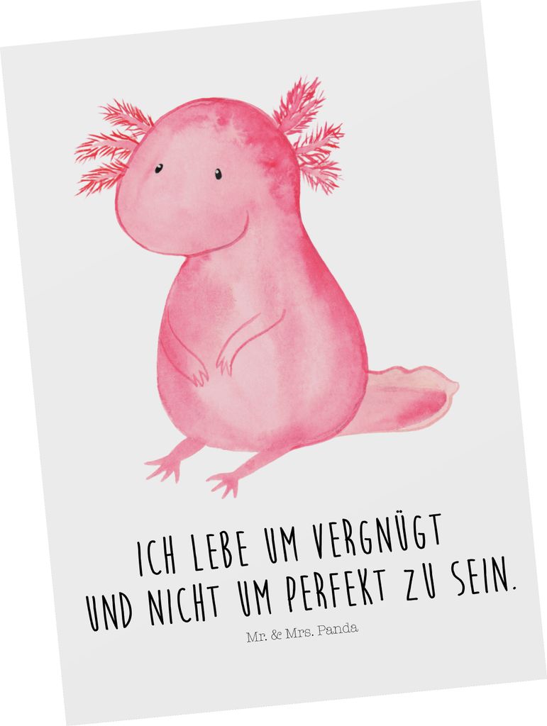 Mr. & Mrs. Panda Postkarte Axolotl Niedlich - Weiß - Produktbild 