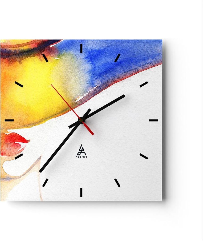 Wanduhr - Quadrat - Glasuhr - Modell modern schön Design - 30x30cm - Schleichendes Uhrwerk - Lautlos - zum Aufhängen bereit - Dekoration Modern -...