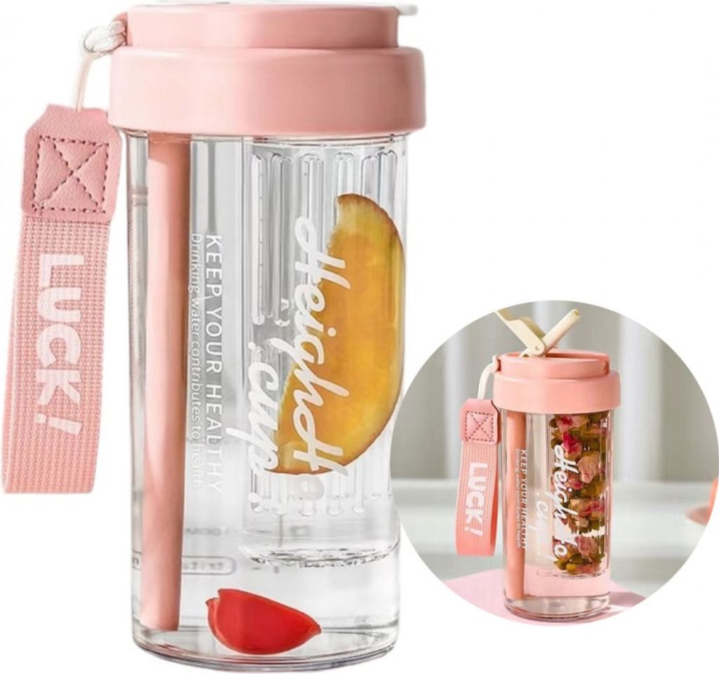 Livefy eine Tasse mit Strohhalm Simple 600ml, rosa