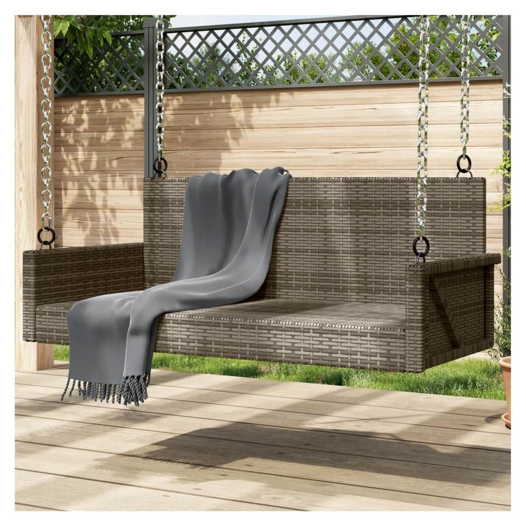 Schaukelbank grau 119x56x48cm aus Poly Rattan