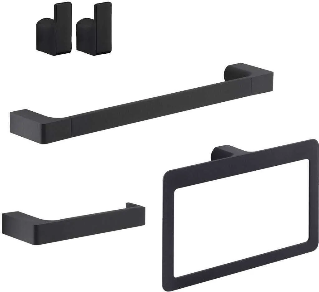 Set 4 Accessori Bagno Nero Opaco Giacinto | Eleganza Senza Tempo