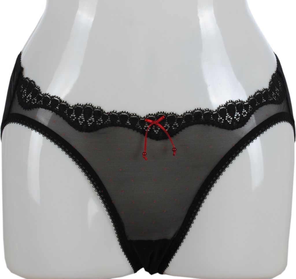 119937 Schiesser Damen Hip-Rio Slips Schwarz Gr 38/M – mit Spitze & roter Schleife