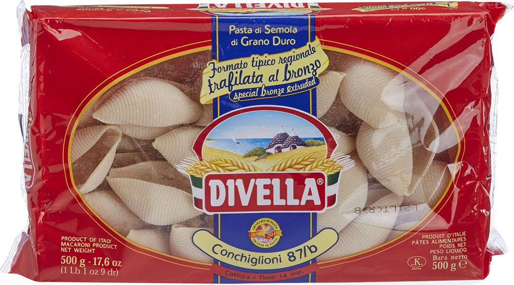 12x Divella Pasta 100% italienische Conchiglioni 87/b, nudeln 500g + Italian Gourmet polpa 400g
