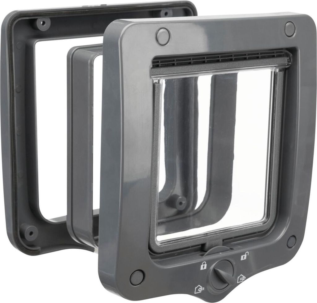 TRIXIE 4-Wege Freilauftür mit Tunnel - grau - 20 × 22 cm Produktbild 